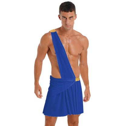 Mens Roman Toga Costume Ancient Greek Gods Senator Emperor Robe Uniform Halloween Party Cosplay Role Play Fancy Dress