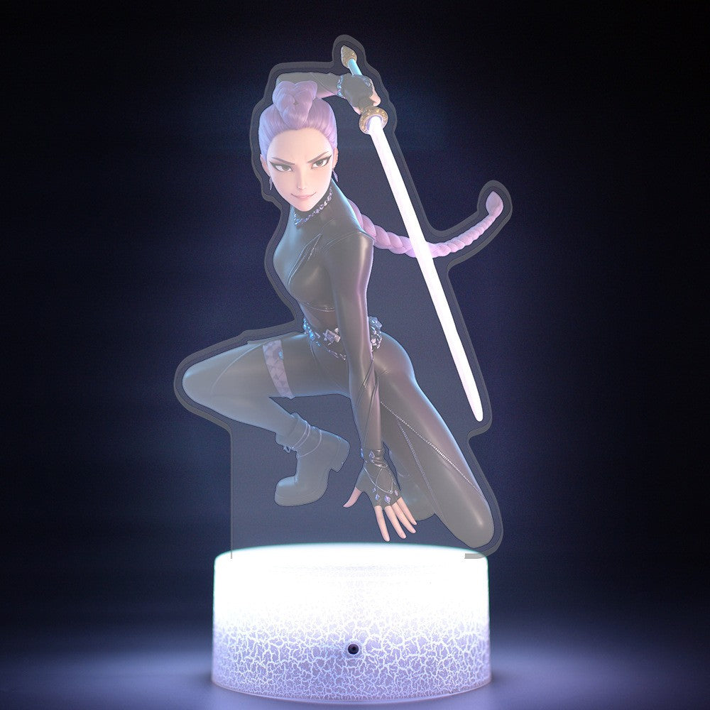 KPop K-POP Demon Hunters Kawaii Zoe Mira Rumi Saja Boys Superstar Monochrome Light Remote Control 16 Color Light Night Light