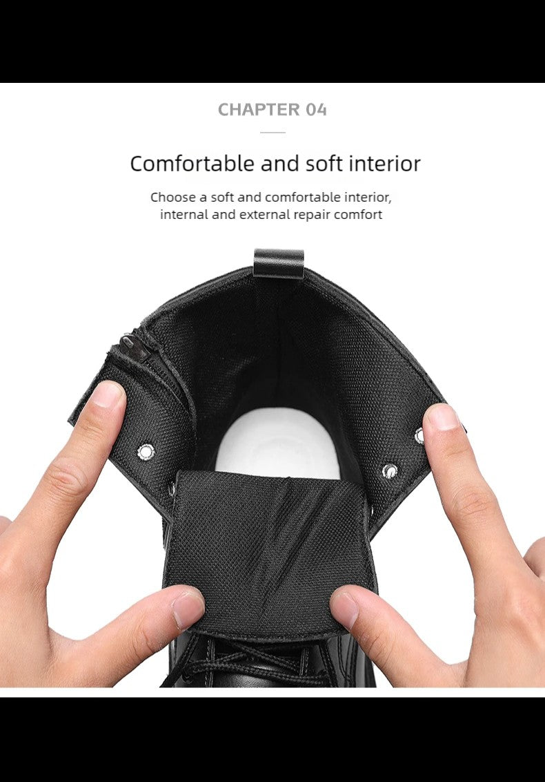 Men's Leather Boots Four Seasons Outdoor Casual Hiking Boots Retro Fashion Work Boots Thick Bottom Ankle Boots Anti-slip Fleece