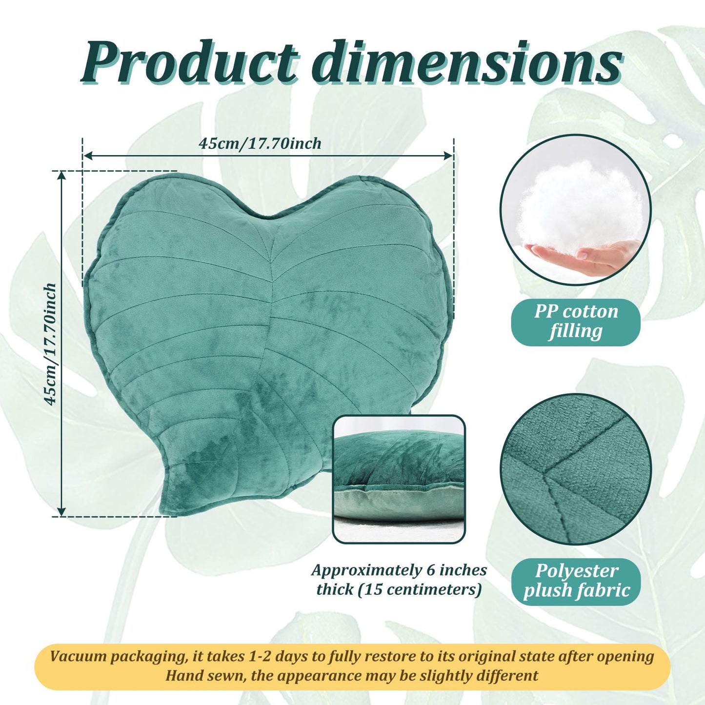 3D Leaf Throw Pillow Soft Plush Leaf Shaped Sofa Cushion 17.7 inch Leaf Shaped Throw Pillow for Bedroom Sofa Couch Decoration