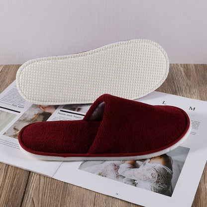 5 Pairs/Lot Winter Cotton Slippers Men Women Disposable Hotel Slippers Home Plush Slides Travel SPA Hospitality Guest Footwear