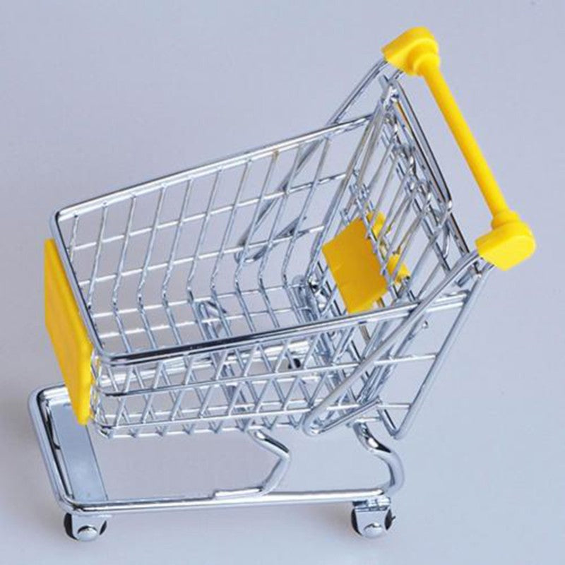 Mini Supermarket Shopping Trolley Cart Desktop Model Children's Toys Home Decoration Miniature