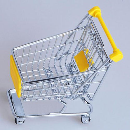 Mini Supermarket Shopping Trolley Cart Desktop Model Children's Toys Home Decoration Miniature