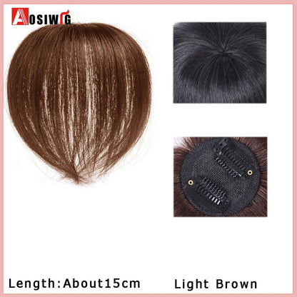 Perucas de cabelo encaracolado sintético AOSI castanho preto, substituição de extensões de cabelo tipo topete, apliques femininos com franja