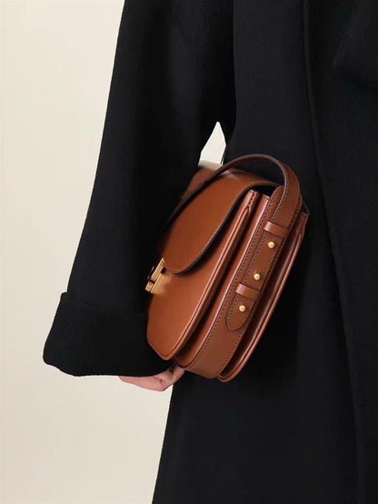 New genuine leather tofu bag for women with a high-end feel, single shoulder crossbody small square bag, commuting bag for women