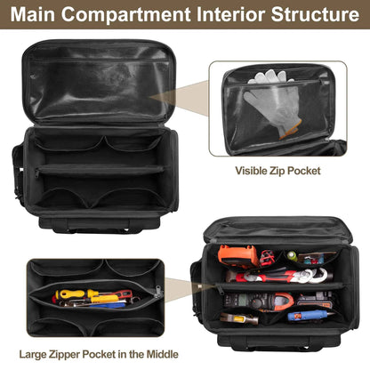 XMSJ Bolsa de Ferramentas Tática Reforçada de 14" Base Antiderrapante Organizador Multiuso para Homen de Serviço Carpinteiros Armazenamento de Ferramentas Durável Portátil