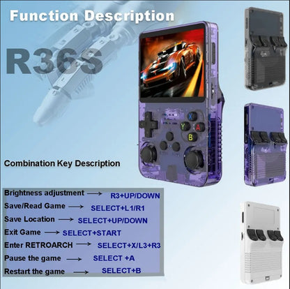 R36S Retro Handheld Game Console One RAM Arkos System 3.5 Inch IPS Screen Portable Pocket Video Player Game 20000+ Consola