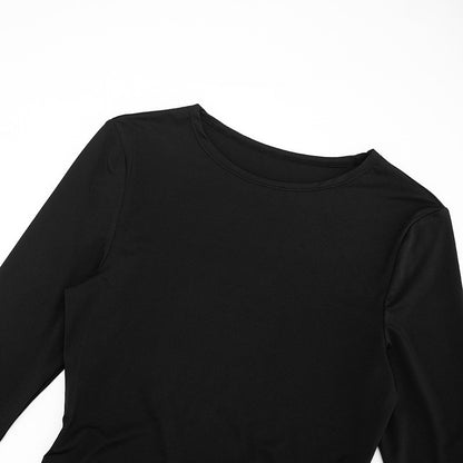 Women Flared-Sleeve Bodycon Pleated Dresses Fashion O-Neck Solid High-Waisted Slim Party Dress Evening Female Mini Dress 2025