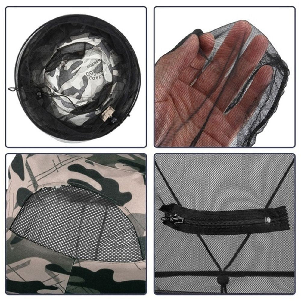 Chapéu Mosquiteiro Com Tela Protetora Repelente Insetos Abelhas Proteção Masculino Feminino Chapéu De Pesca Protetor Solar Ao Ar Livre