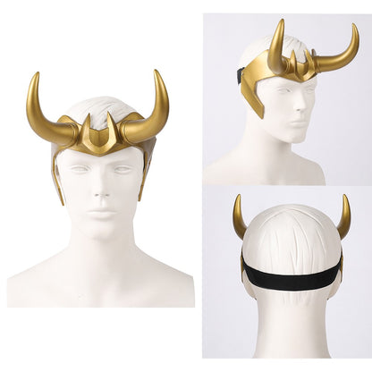 Ragnarok Loki Helmet Horns Latex Crown Mask Halloween Cosplay Costume Props for Adult Men Women Anime