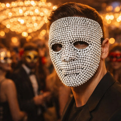 Dancer Mask DIY Rhinestone High-End Party Carnival Festival Prop, Suitable for Men and Women Dance Parties