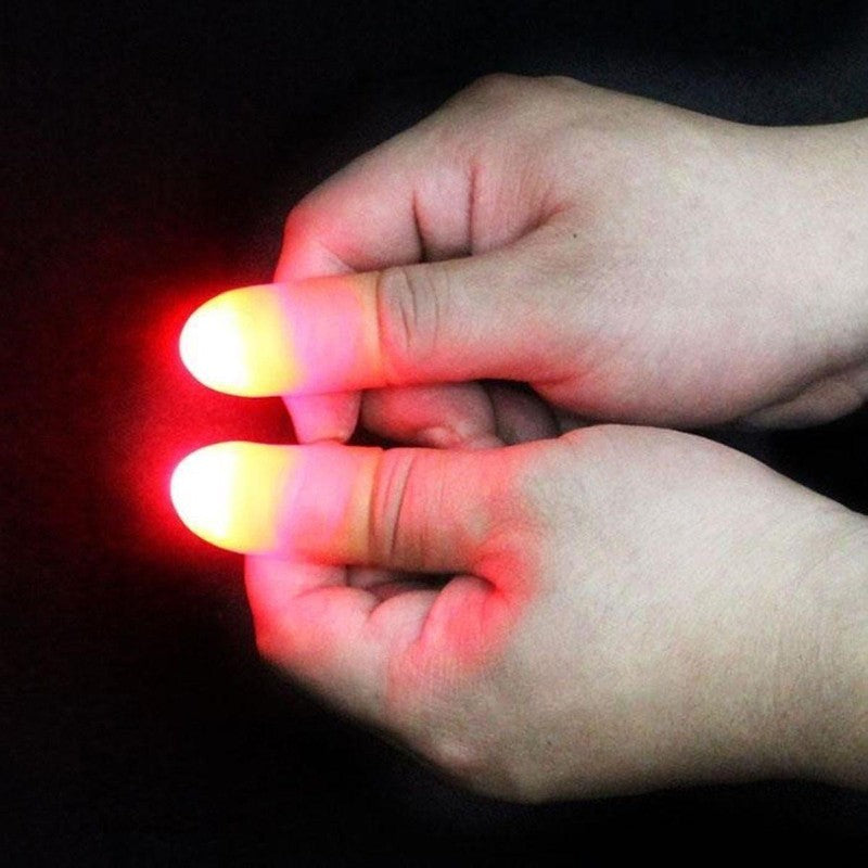 2pcs Thumb Finger Light Luminous Finger Light Magic Trick Props Halloween 2025 Decoration Glowing Fingers Glow in The Dark