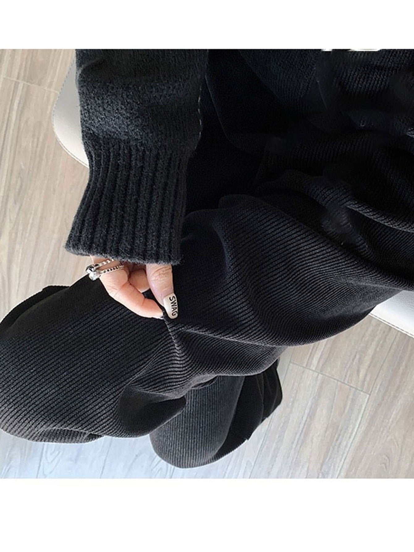 Women's Fleece Wide Leg Pants Winter High Waist Long Pants Loose Casual