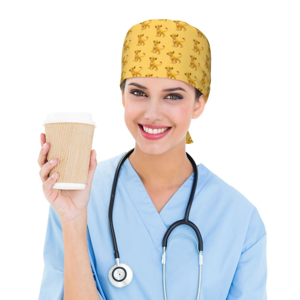 Boné cirúrgico personalizado O Rei Leão, divertido, para homens e mulheres, chapéu de esfoliação, gorro de enfermeira para dentista