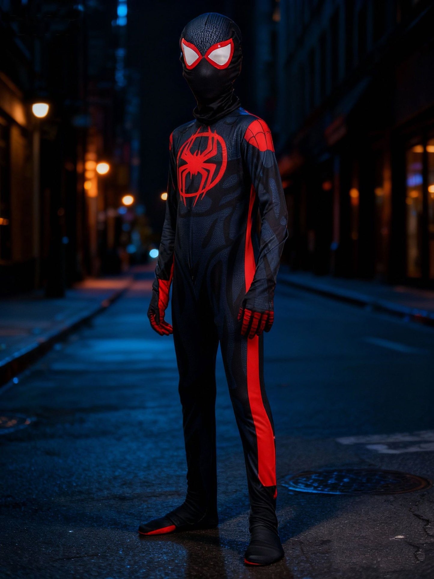 Kids Hero Costume Jumpsuit with Mask - Full Body Zip Up Outfit for Boys Halloween Birthday Party Cosplay Dress Up