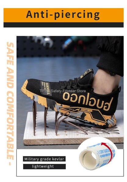 Sapatos de Segurança Leves com Biqueira de Aço Masculinos Antiperfuração Sapatos de Trabalho Masculinos Respiráveis Sapatos Industriais Botas de Segurança de Trabalho Indestrutíveis