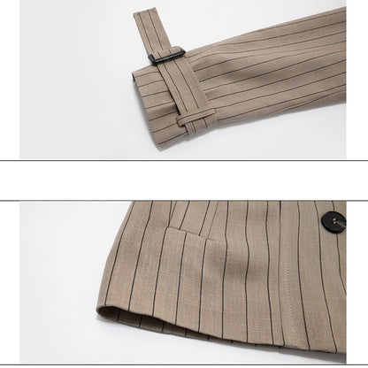 LUZHEN Fashion Stripe Printed Stand Neck Double Breasted Male Coat 2025 Autumn New Handsome Straight Casual Trousers Men JY4780