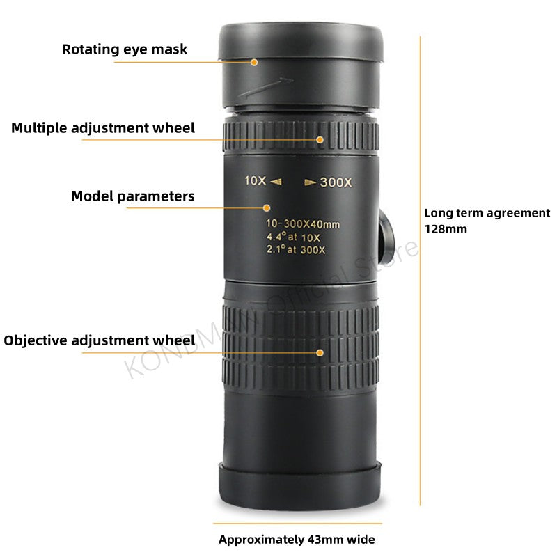 10-300X Zoom Alta Definição Potente Binóculo Telescópio Remoto Portátil Alta Qualidade Profissional Caça Monocular Telescópio