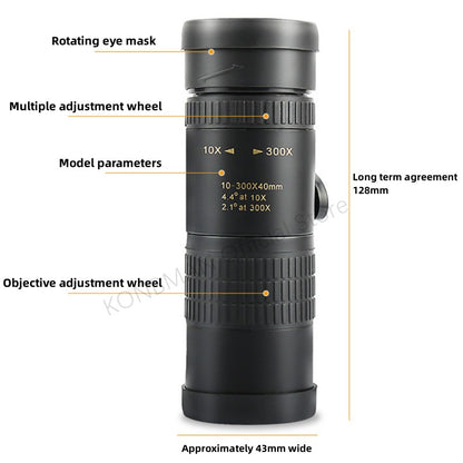 10-300X Zoom Alta Definição Potente Binóculo Telescópio Remoto Portátil Alta Qualidade Profissional Caça Monocular Telescópio