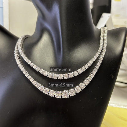 Colar Riviera de Moissanite com Certificado Gradiente de 3-5mm Gargantilha de Prata S925 para Mulheres