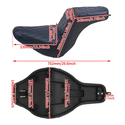 Banco Duplo de Moto para Piloto e Garupa Almofada Dianteira Traseira para Harley Softail Sport Glide FLSB Low Rider FXLR FXLRS 2018 em Diante