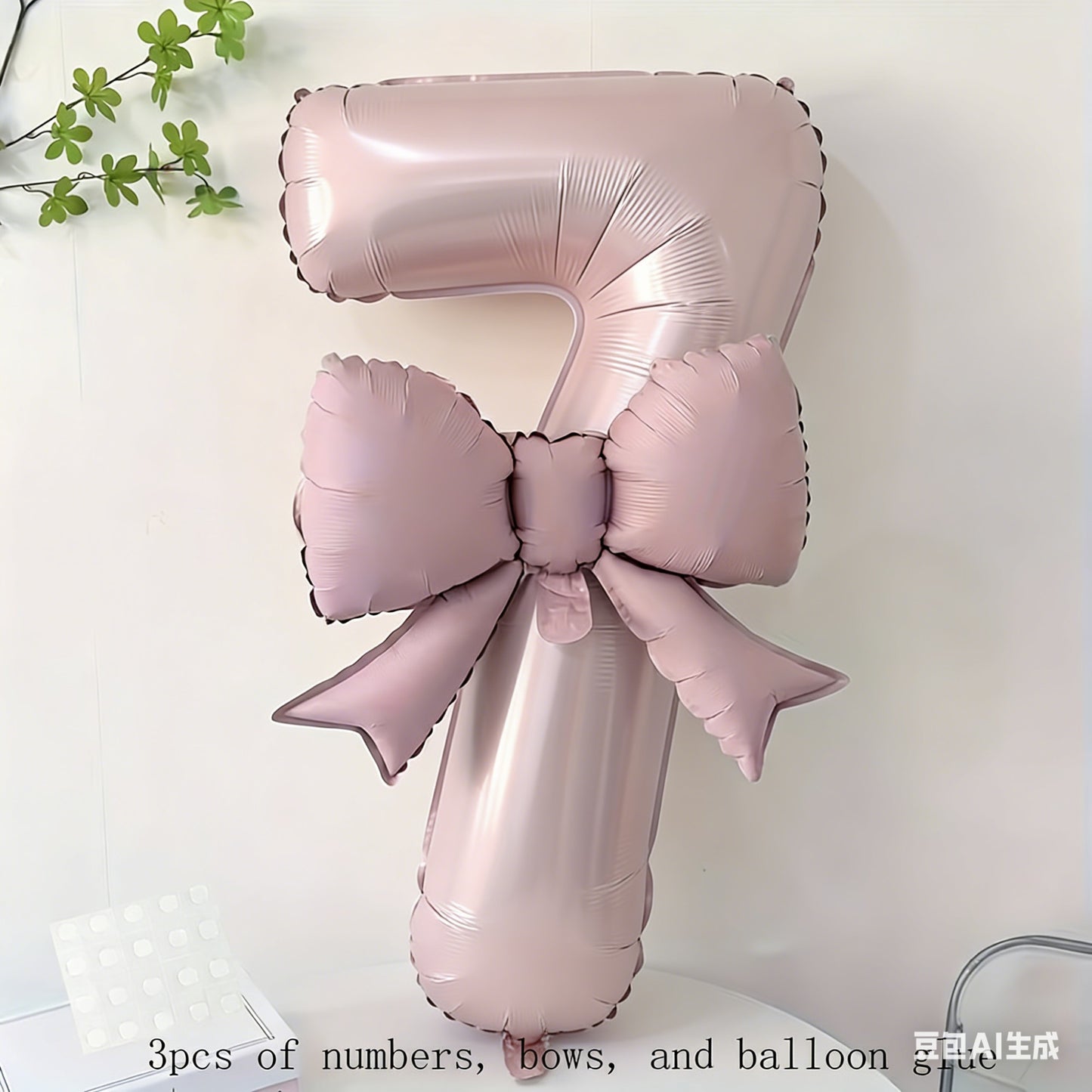 32 Inch Pink Number 0-9 Foil Balloon with Bow – Ideal for Girls Wedding Birthday Party Decorations