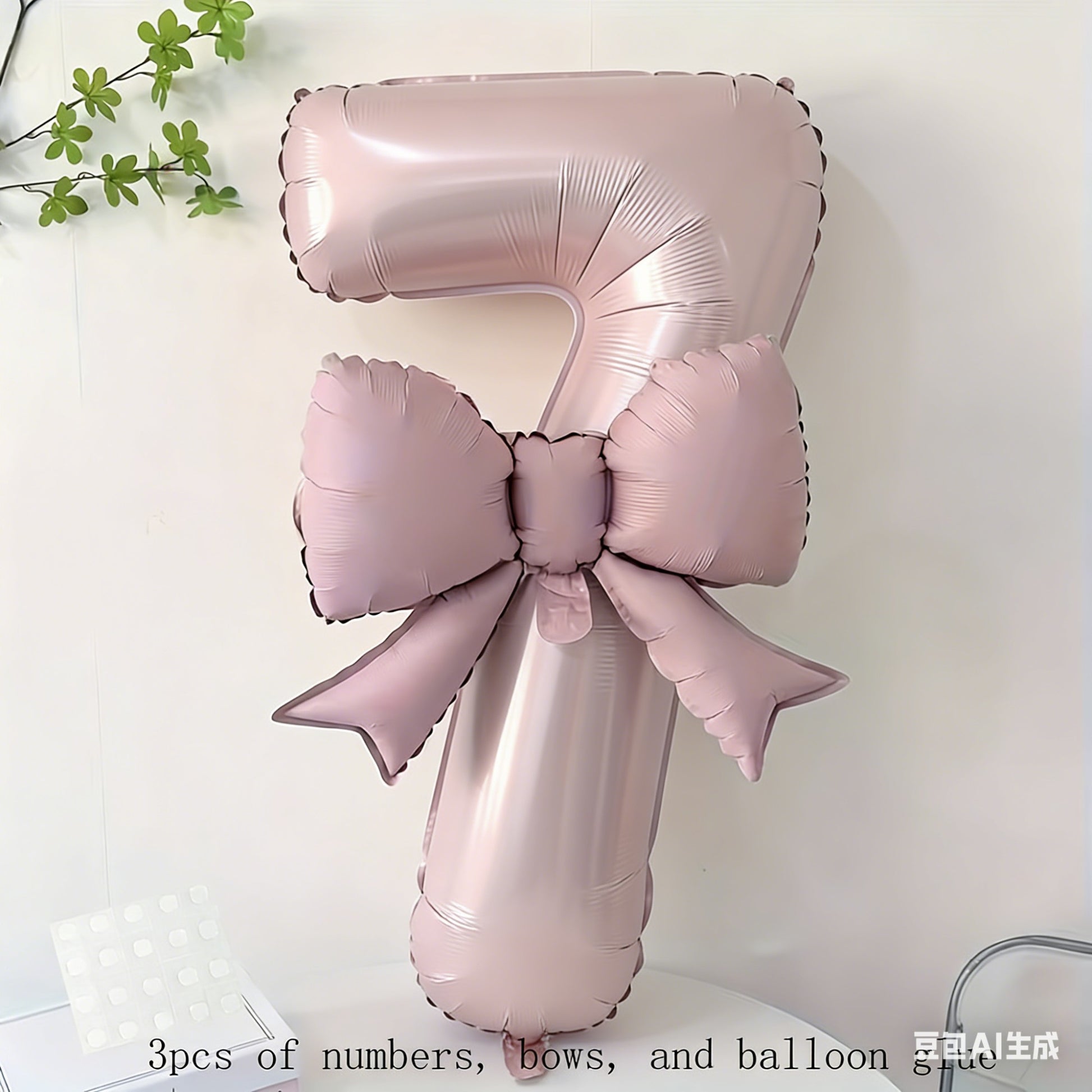 32 Inch Pink Number 0-9 Foil Balloon with Bow – Ideal for Girls Wedding Birthday Party Decorations