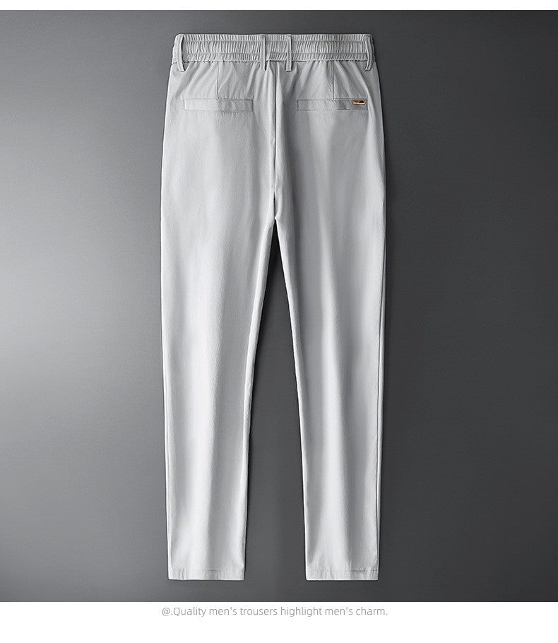 TFETTERS Brand Summer Men Pants New Elastic Waist Casual Solid Color Pants Ice Silk Thin Straight Breathable Loose Sweatpant Men