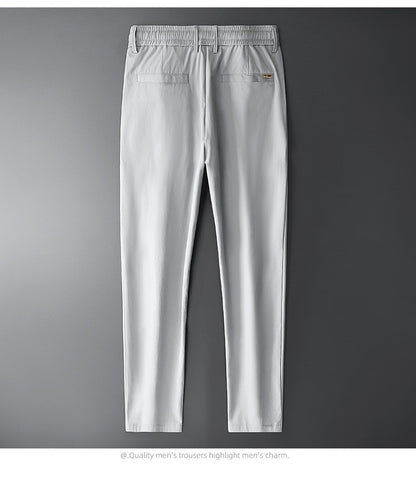 TFETTERS Brand Summer Men Pants New Elastic Waist Casual Solid Color Pants Ice Silk Thin Straight Breathable Loose Sweatpant Men