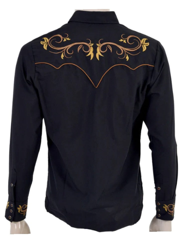 Men's Fashion Print Shirt Western Cowboy Style Long Sleeve Lapel Collar Single Breasted Shirt Casual Shirt Top