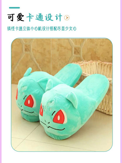 Pokémon Desenho Animado Pikachu Pelúcia Algodão Anime Sapatos Sapatilhas Rasas de Veludo Sapatos de Costura Pantufas Fofas de Casal Pai-Filho