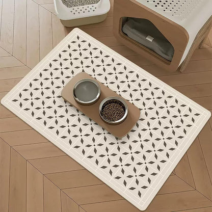 VIKAMA Black And White Simple Pet Mat, Pet Bowl Pad, Cat And Dog Feeding Pad, Strong Absorbent, Scratch-Resistant Home Decor