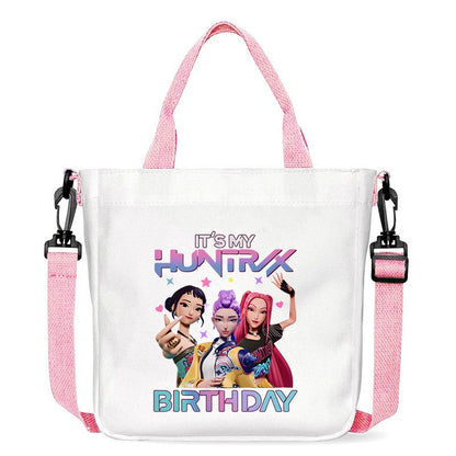 Kawaii KPop Demon Hunters Fashion Shoulder Bag Cartoon Handbag Large Capacity Crossbody Bag Portable Canvas Storage Bags Gift