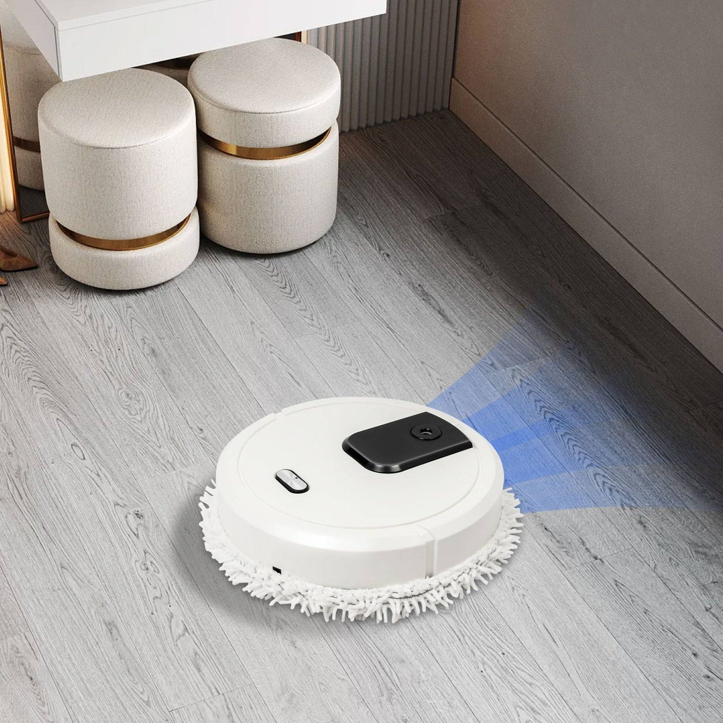 Intelligent Mop Robot - 2 in 1 Wet and Dry Robot for Wooden and Tile Floors, Quiet (60 dB), 30 Minutes Operating Time