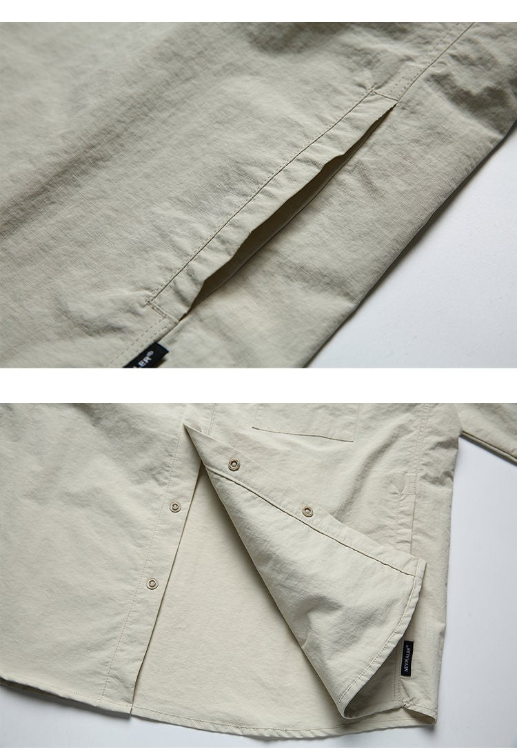 Men Outdoor Waterproof Quick Dry Lightweight Tack Techwear Cargo Shirts Man Streetwear Loose Casual Long Sleeve Oversize Shirt