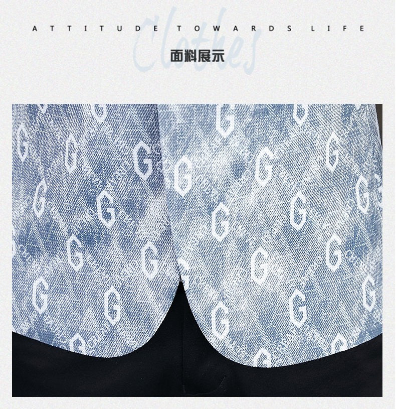 New Floral Pattern Autumn Winter Men's Suit Slim Fit Youth Formal Single Blazer Jacket