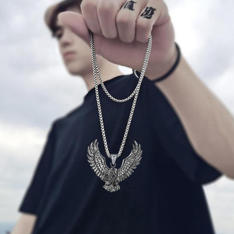 YQ Colar com Pingente de Águia Viking em Aço Inoxidável 316L para Homens Acessórios de Joias Góticas Punk Masculinas