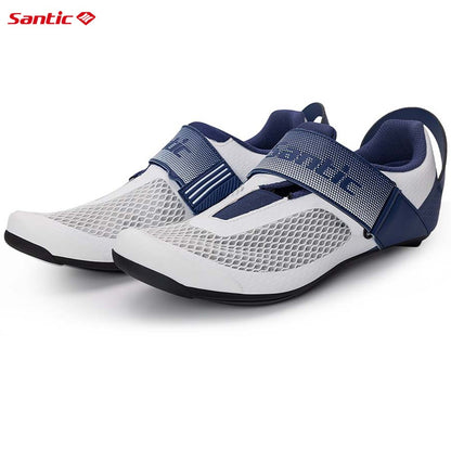 Santic Pro Triathlon Cycling Shoes Mens Road Riding Biking Sneakers Upgraded Glassfiber Outsole Breathable Bicycle Lock Shoes