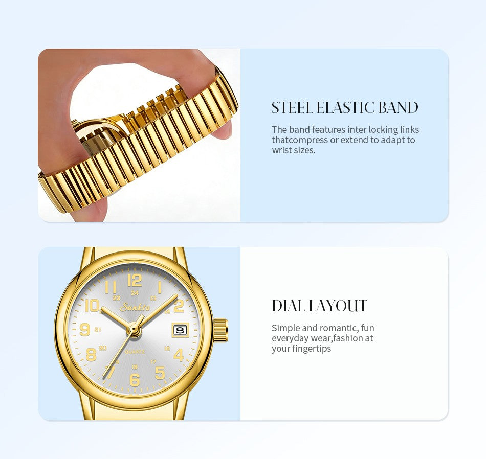 SUNKTA Women's Quartz Wristwatches Top Brand Luxury Bracelet Watch Gift For Women Fashion Simple Sport Waterproof Ladies Watch