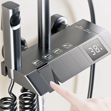 Bathroom Shower Set with LED Display Piano Keys Bath Shower Rain Shower Complete Bathroom Accessories