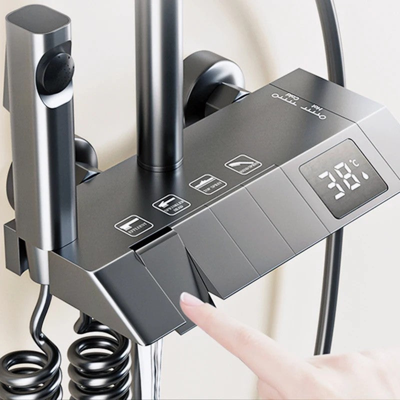Bathroom Shower Set with LED Display Piano Keys Bath Shower Rain Shower Complete Bathroom Accessories