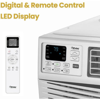 Ar-Condicionado de Janela 8.000 BTUs para Ambientes de Até 32,5 m². Possui Operação Silenciosa, Modos Ventilador, Resfriar e Desumidificar, Display Digital e Controle Remoto