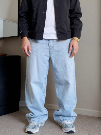 Men's Casual Vintage Loose-Fit Jeans with Pockets