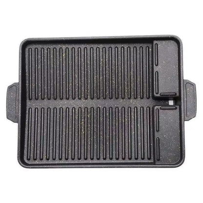 DEOUNY Korean BBQ Grill Pan with Maifan Stone Coated Surface Non-Stick Camping Frying Pan Portable BBQ Grill Plate for Outdoor