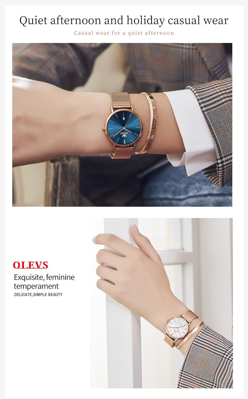 OLEVS Woman Watch 5869 Elegant Fashion Quartz Wristwatch Waterproof Date Watches For Woman Set Bracelet Watch Box Gifts Original