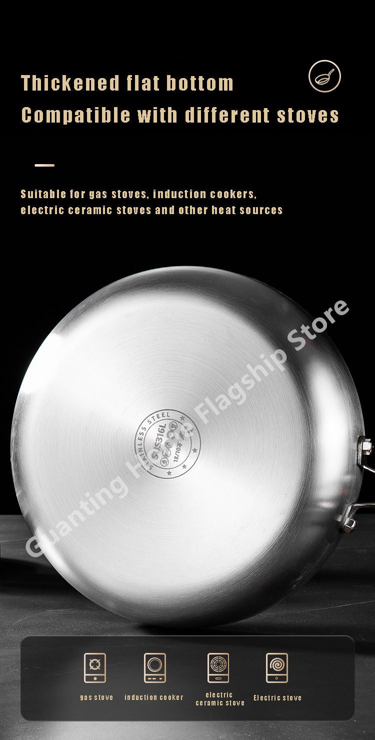 316 Stainless Steel Frying Pan Wok Non-stick Honeycomb Pot Home Steak skillet Gas Stove Induction Saucepan Kitchen Cookware 30cm