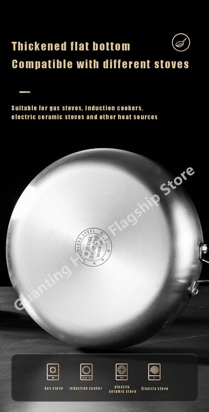316 Stainless Steel Frying Pan Wok Non-stick Honeycomb Pot Home Steak skillet Gas Stove Induction Saucepan Kitchen Cookware 30cm