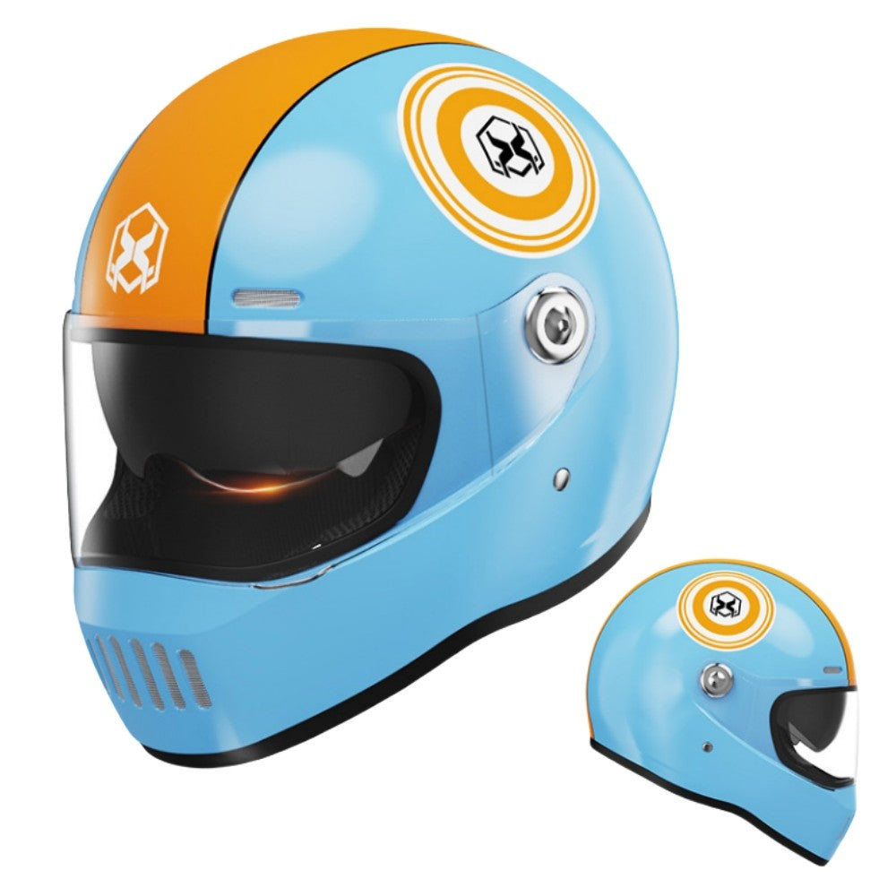 Electric Motorcycle Helmet Winter Warm HD Dual Mirror Anti-fog Retro Sun Protection Riding Full Helmet