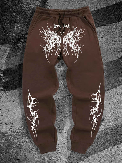Men's Gothic pattern printed jogger geometric design - elastic waist tie casual sports pants for gym, jogging long pants S-3XL
