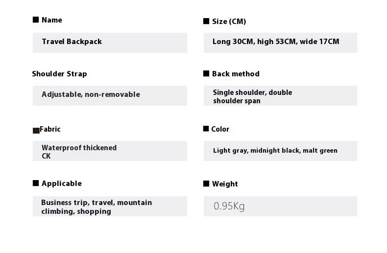 55L Large Capacity Travel Bag For Men 15.6 Inch Laptop Suitcase Backpack Multi-function Waterproof Backpack Outdoor Camping Bags